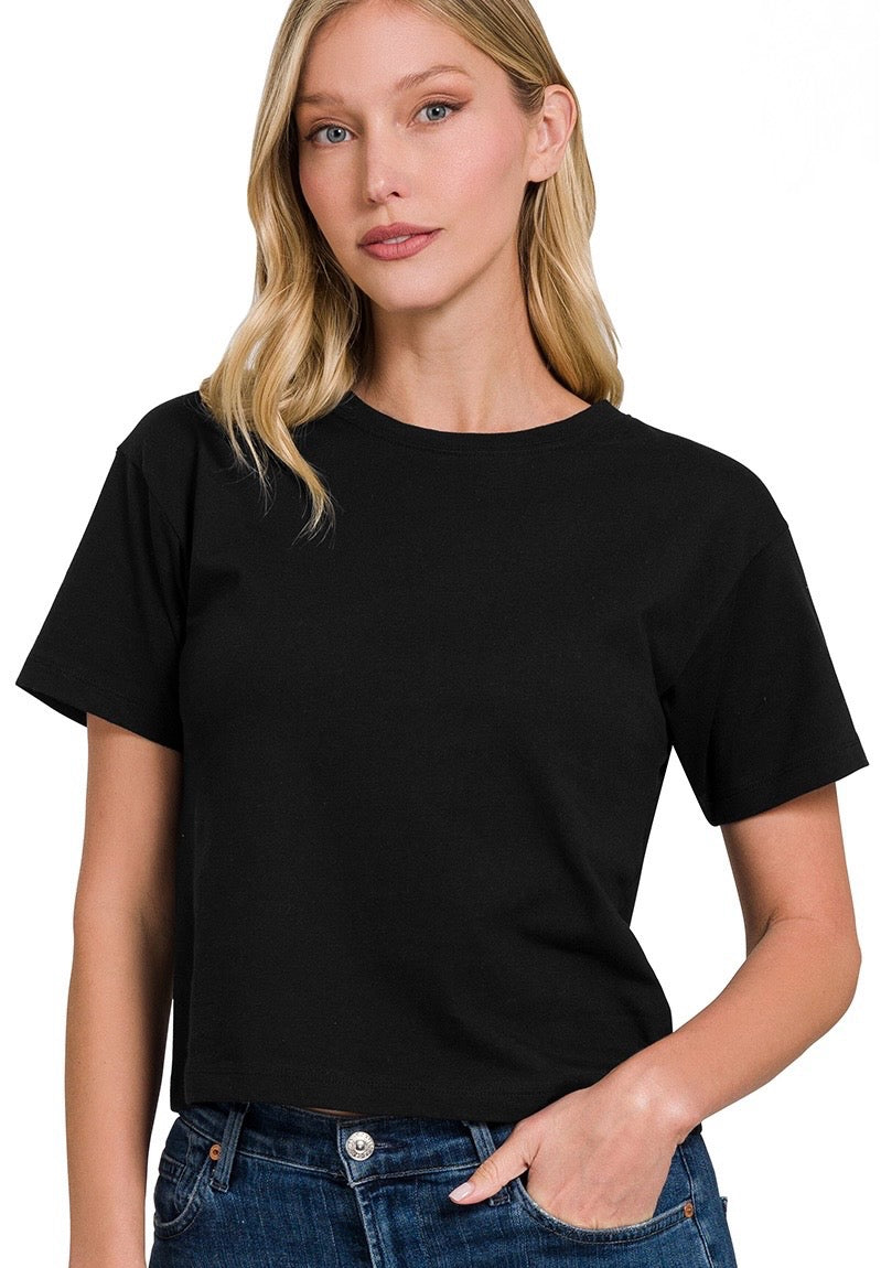 Luxe Crop Crewneck Tee