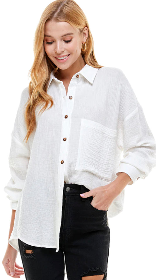 Luxe Gauze Button Up